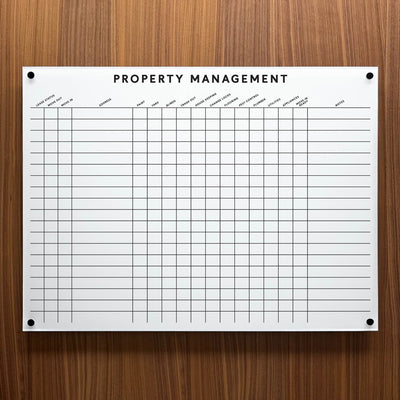 White Acrylic Property Management Pipeline Dry Erase Board