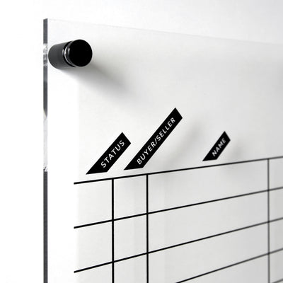 Real Estate Pipeline Acrylic Board with column title stickers