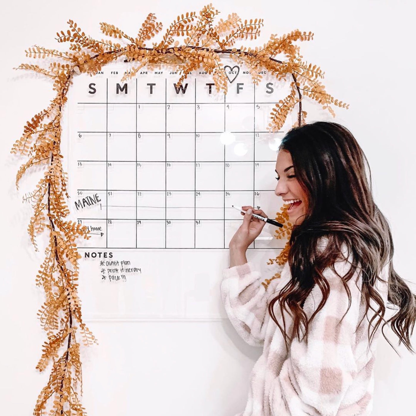 Clear Acrylic Monthly Wall Calendar with Notes | Vertical