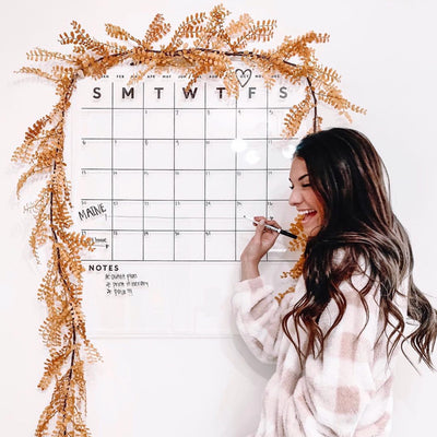 Clear Acrylic Monthly Wall Calendar with Notes | Vertical