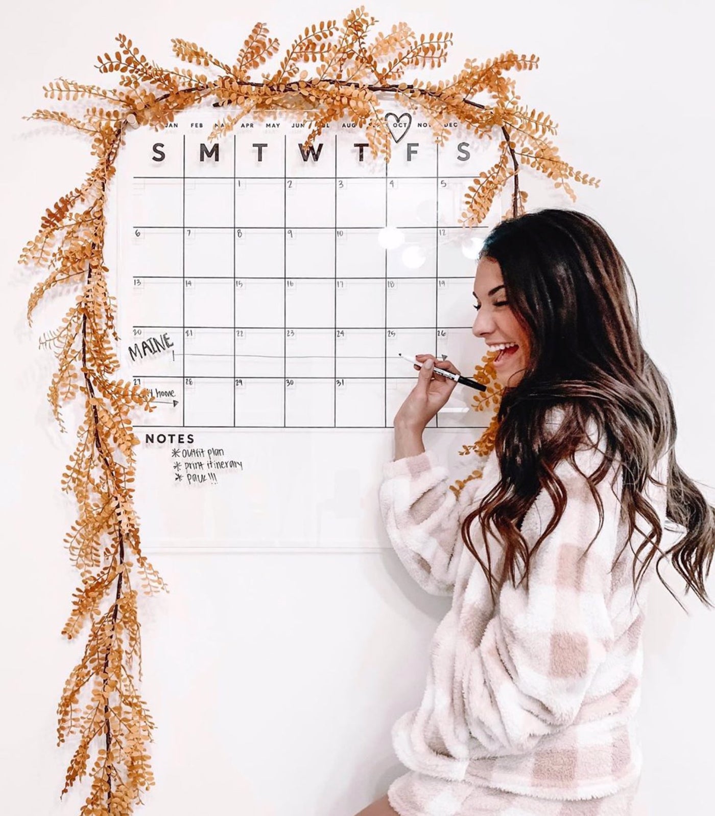Clear Acrylic Monthly Wall Calendar with Bottom Notes