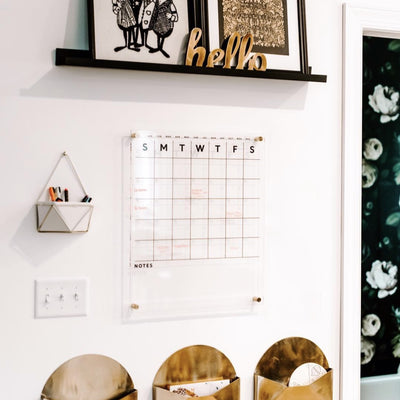 Clear Acrylic Monthly Wall Calendar with Notes | Vertical