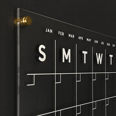 Acrylic Calendar with Bottom Notes - White text