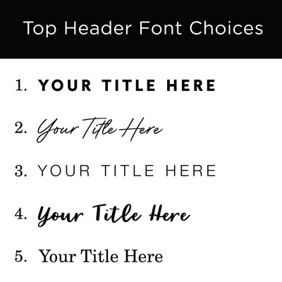The Girl Friday Horse Stables, Feed Chart, Equestrian Dry Erase Whiteboard showcases font styles—bold uppercase, cursive title case, bold uppercase with serifs, italicized title case, and simple title case—for the text Your Title Here.