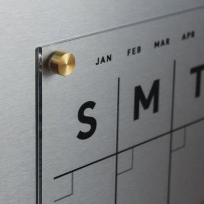 Clear Acrylic Monthly Magnetic Fridge Calendar  | Customizable bottom sections | Black Text