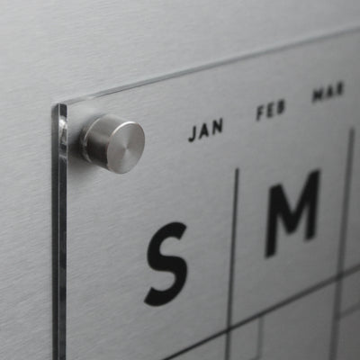 Clear Acrylic Monthly Magnetic Fridge Calendar  | Customizable bottom sections | Black Text