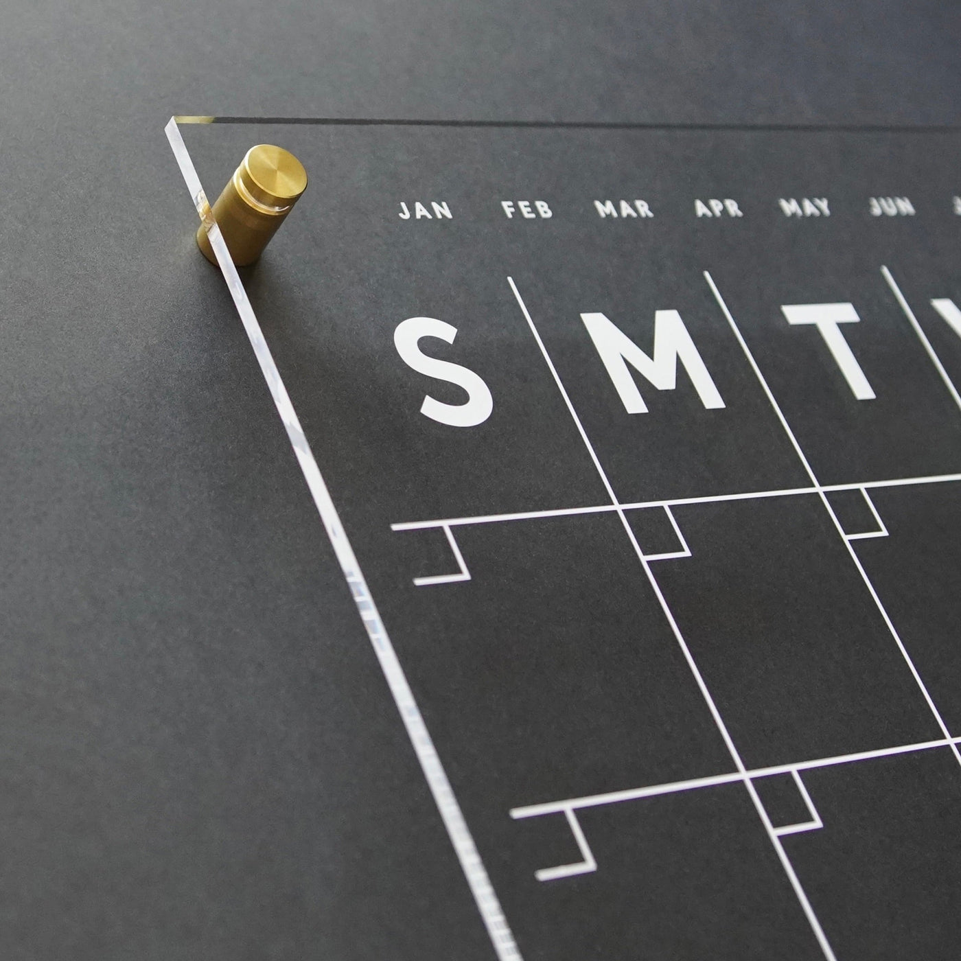 Calinder Inishils Acrylic Calendar - White text | Acrylic Wall Calendar For Dark Walls ...