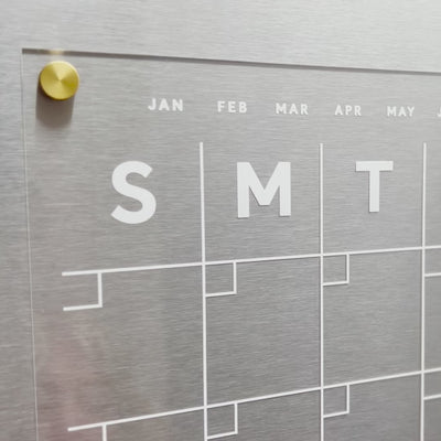 Clear Acrylic Monthly Fridge Calendar | Bottom Notes | White Text