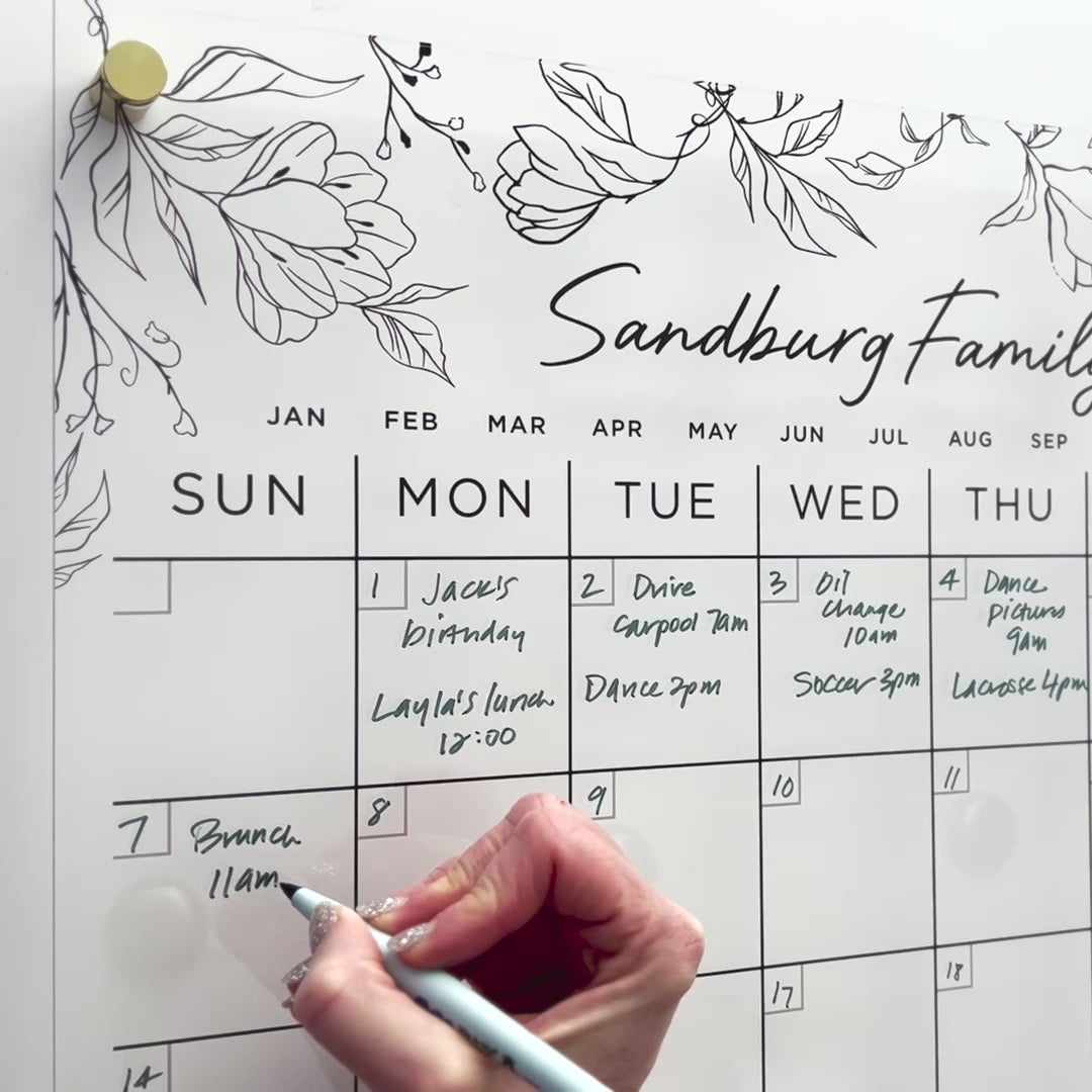 Floral Acrylic Calendar with family name