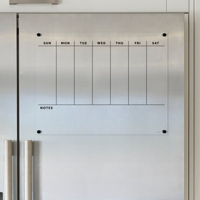 Clear Acrylic Weekly Fridge Calendar | Notes section