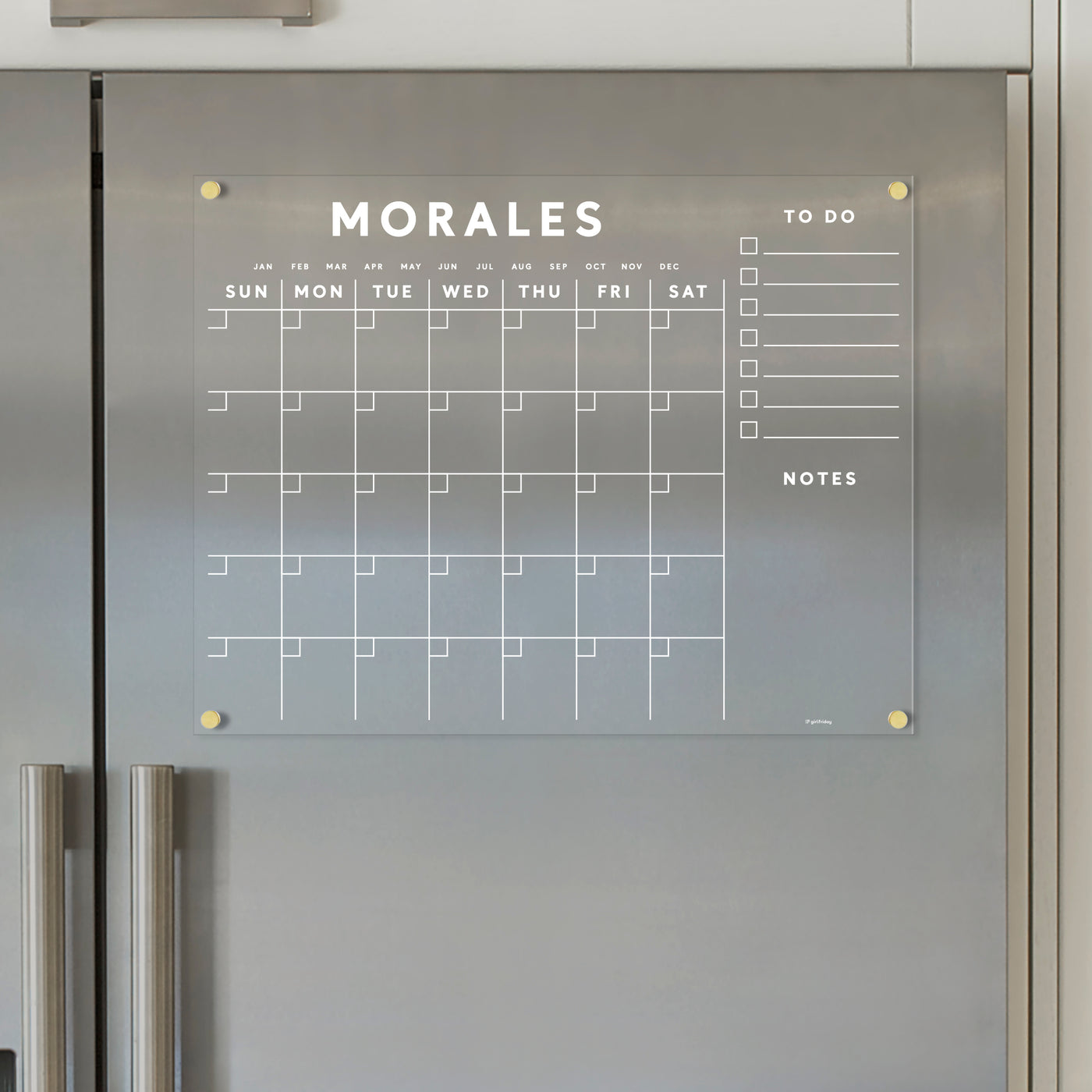 Acrylic fridge calendar with Custom Family Name