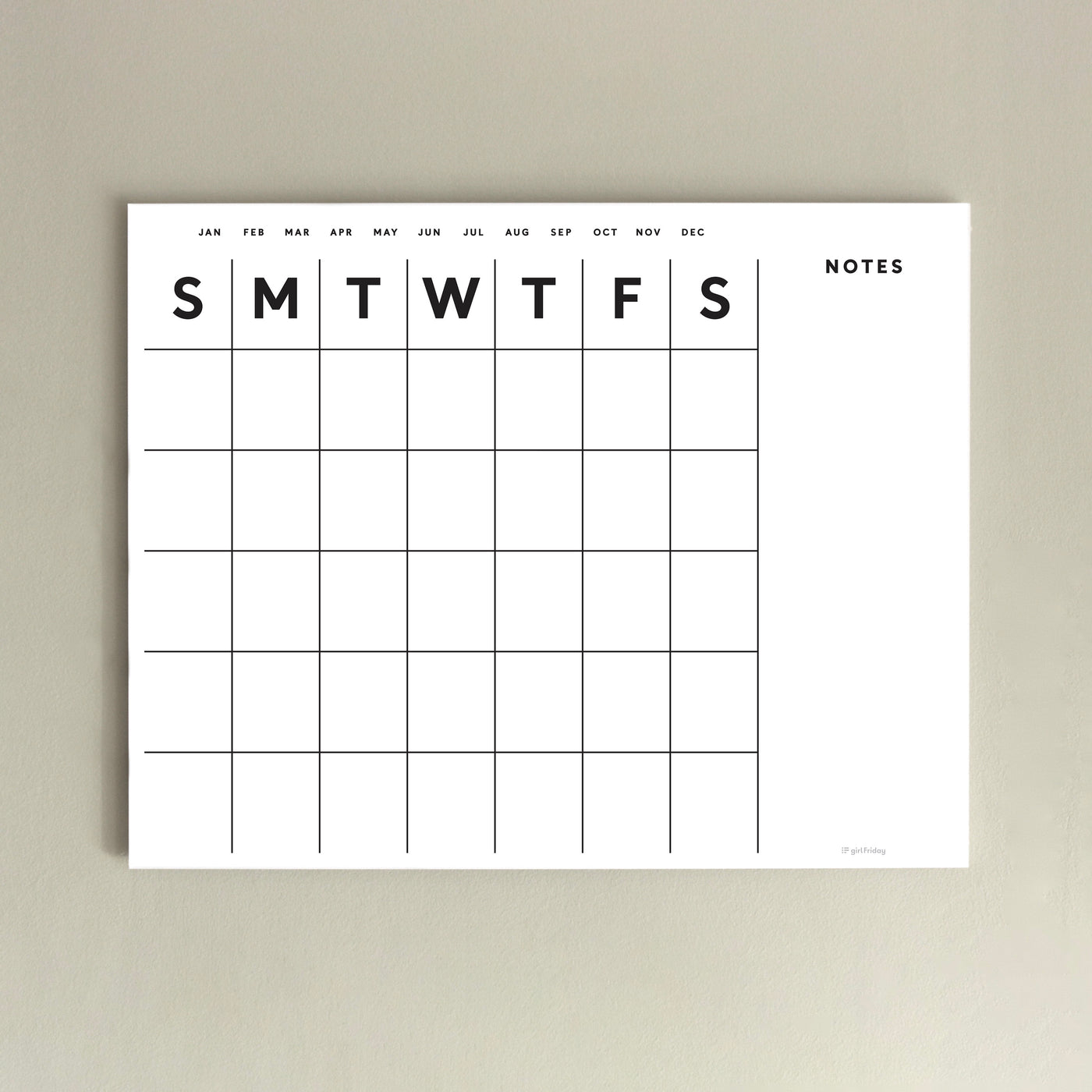 Dry erase calendar for non-magnetic fridge or DORM room - Acrylic calendar with optional magnetic surface