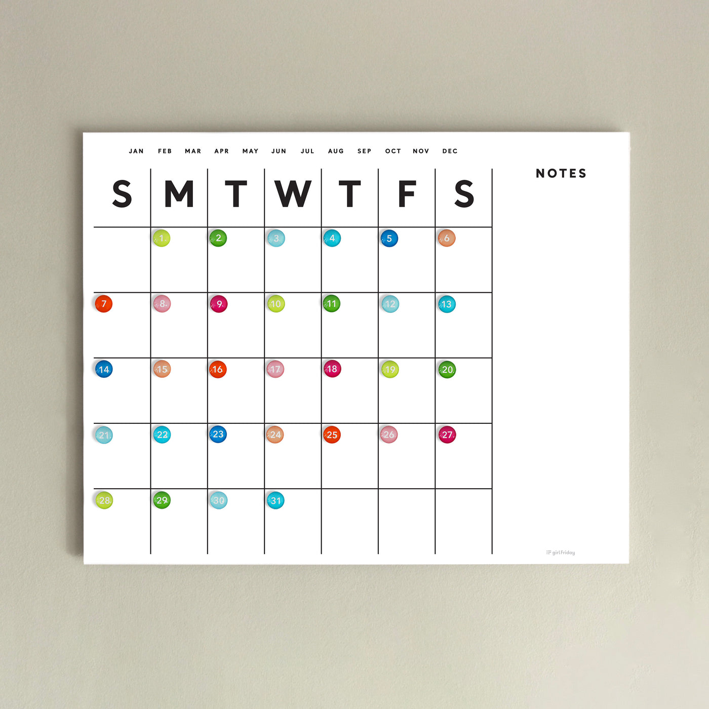 Dry Erase Acrylic Calendar with Side Notes – Girl Friday