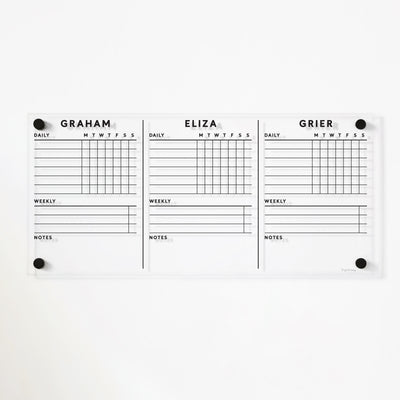 Acrylic Chore Chart for wall | Personalized Responsibility Board | 2 or 3 chore charts