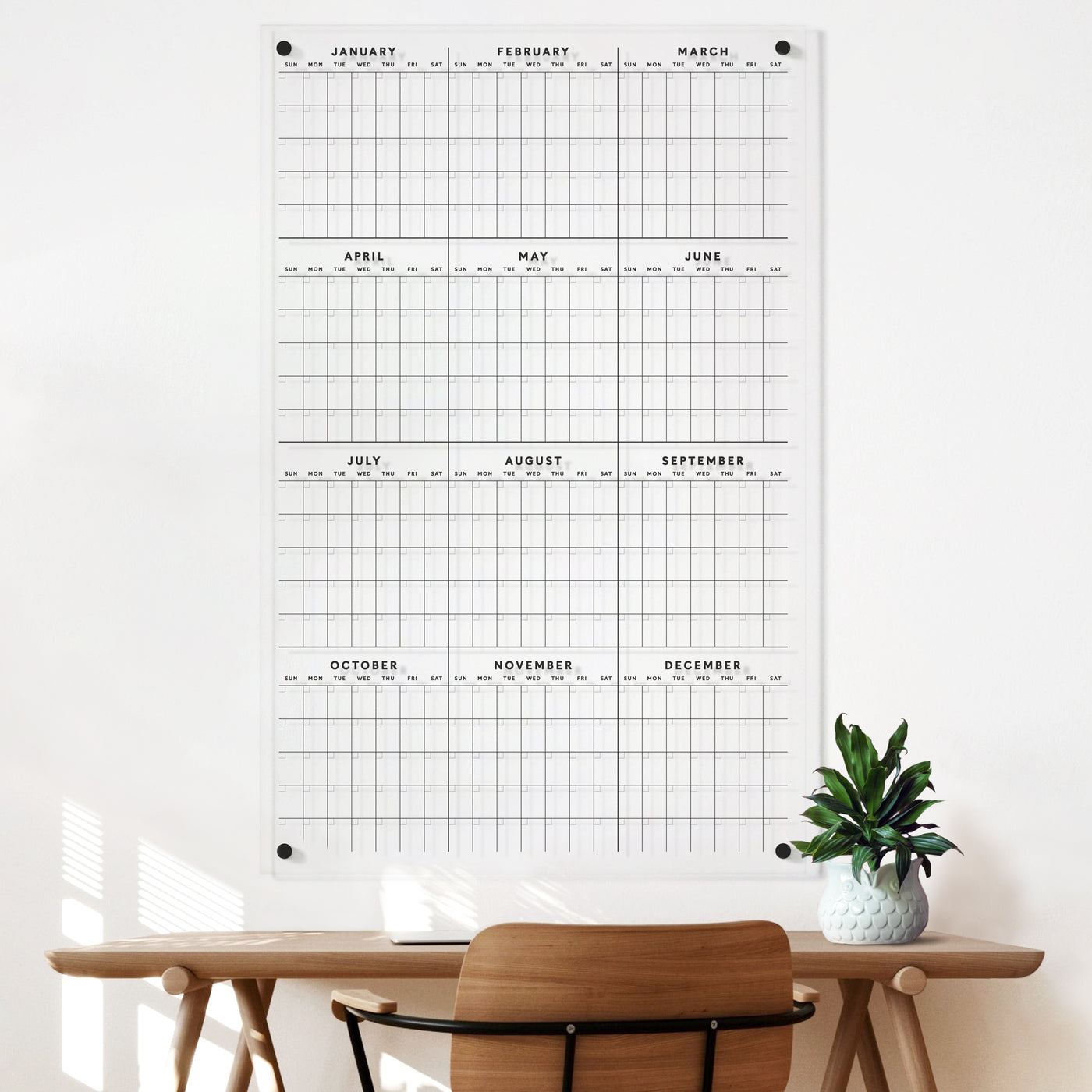 Yearly dry erase acrylic calendar | Annual at a glance board