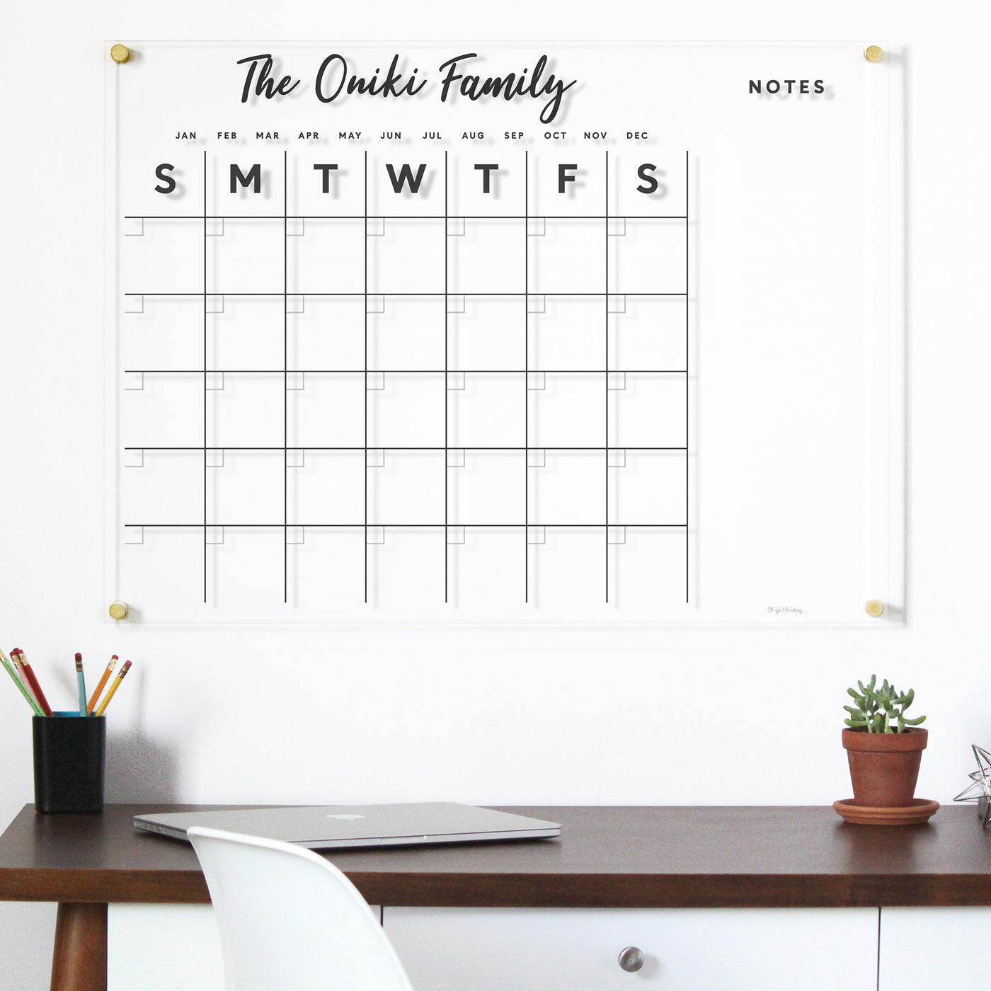 Acrylic Calendar with family name