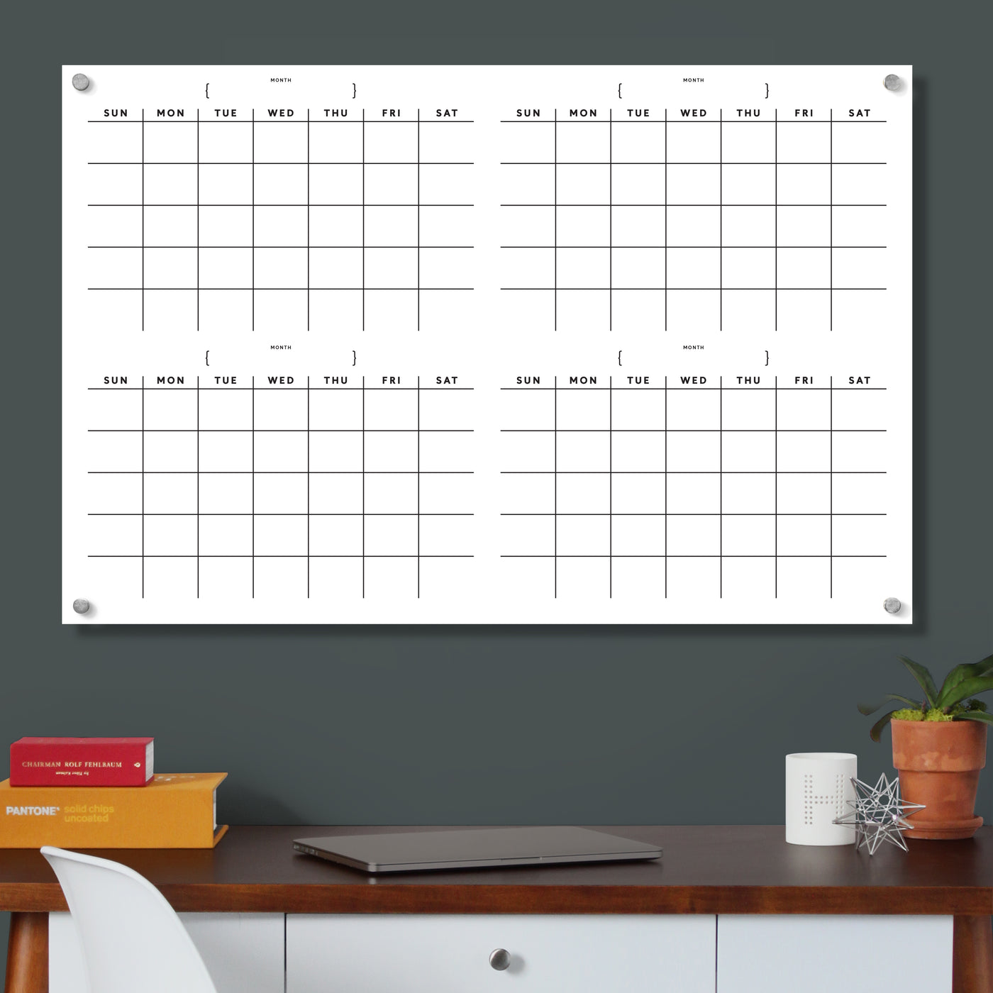 White Acrylic Calendar with 4 months