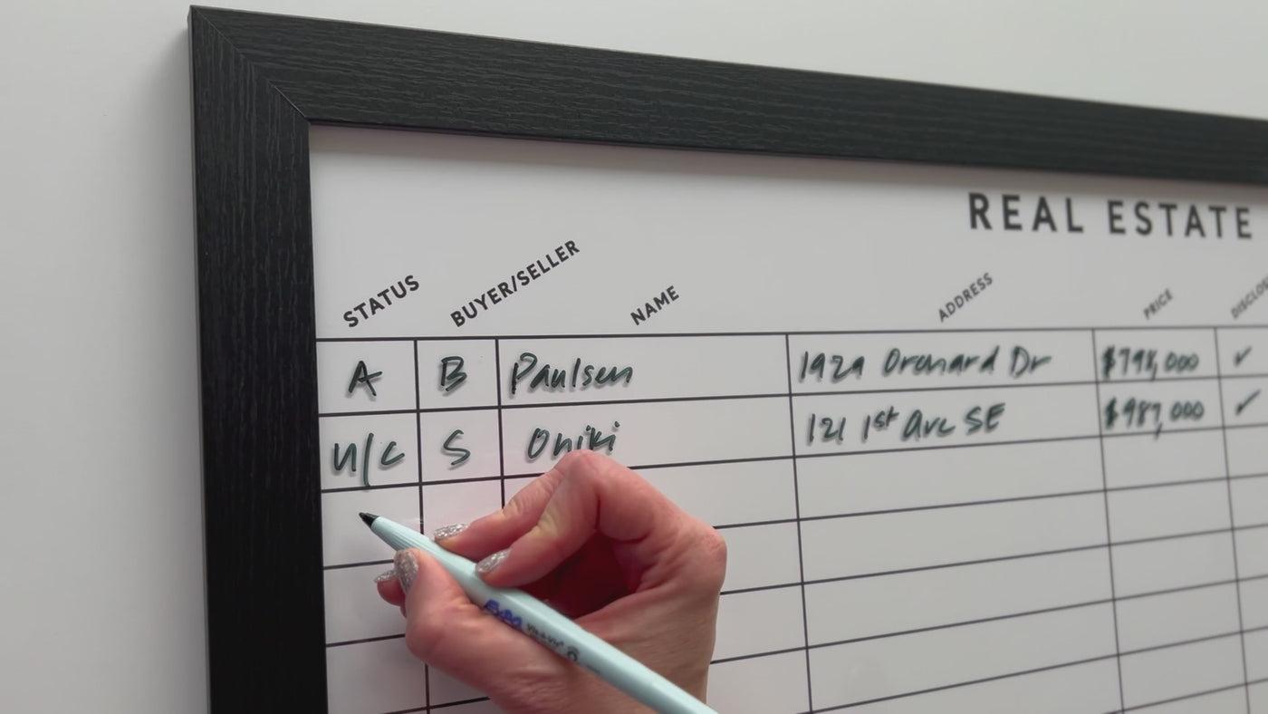 Real Estate Pipeline Whiteboard with 2" frame
