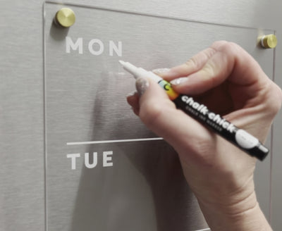 Clear Acrylic Weekly Fridge Calendar | White Text
