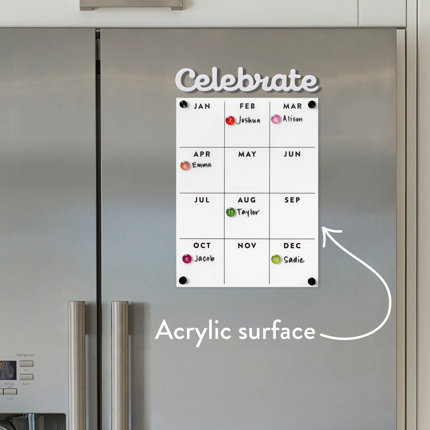 Acrylic Fridge Calendar - Celebrate