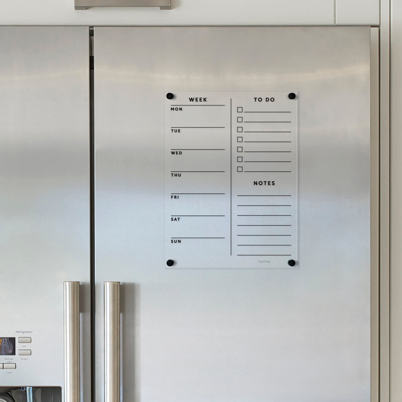 FRIDGE calendar with customizable sections | Magnetic acrylic with black text