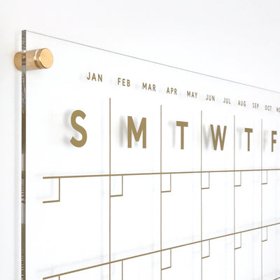 Acrylic Calendar with Bottom Notes - Gold text