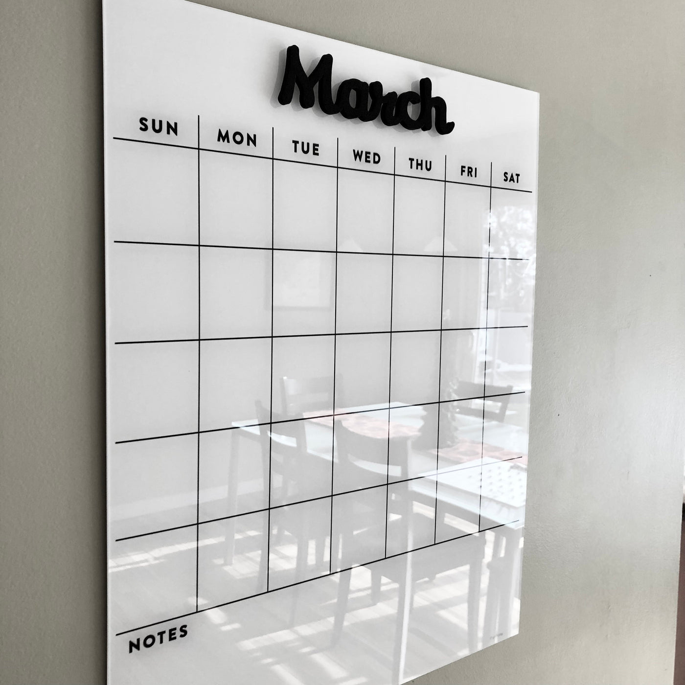 Dry erase calendar - Magnetic Acrylic calendar- Lucite calendar - wall calendar