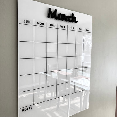 Dry erase calendar - Magnetic Acrylic calendar- Lucite calendar - wall calendar