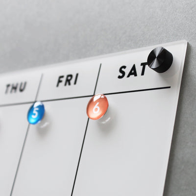 White Acrylic Fridge Calendar with side notes | Month words