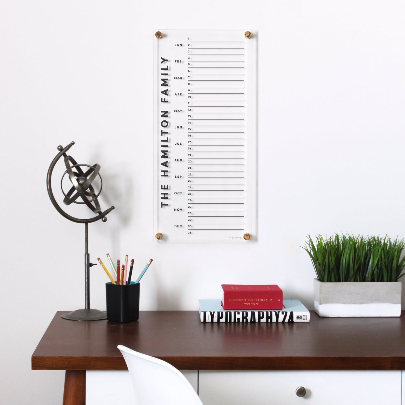 Acrylic personalized monthly calendar