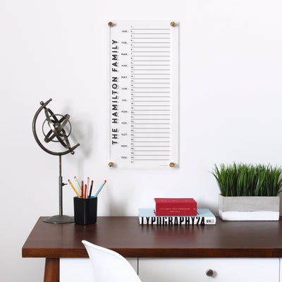 Acrylic personalized monthly calendar