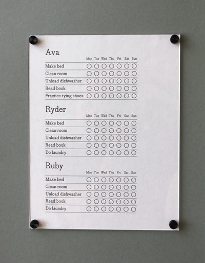 Magnetic Chore Chart cover - a magnetic dry erase clear cover for paper chore charts or other lists!