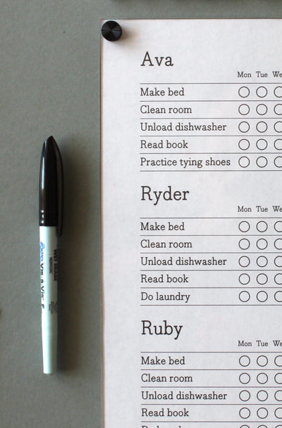 Magnetic Chore Chart cover - a magnetic dry erase clear cover for paper chore charts or other lists!