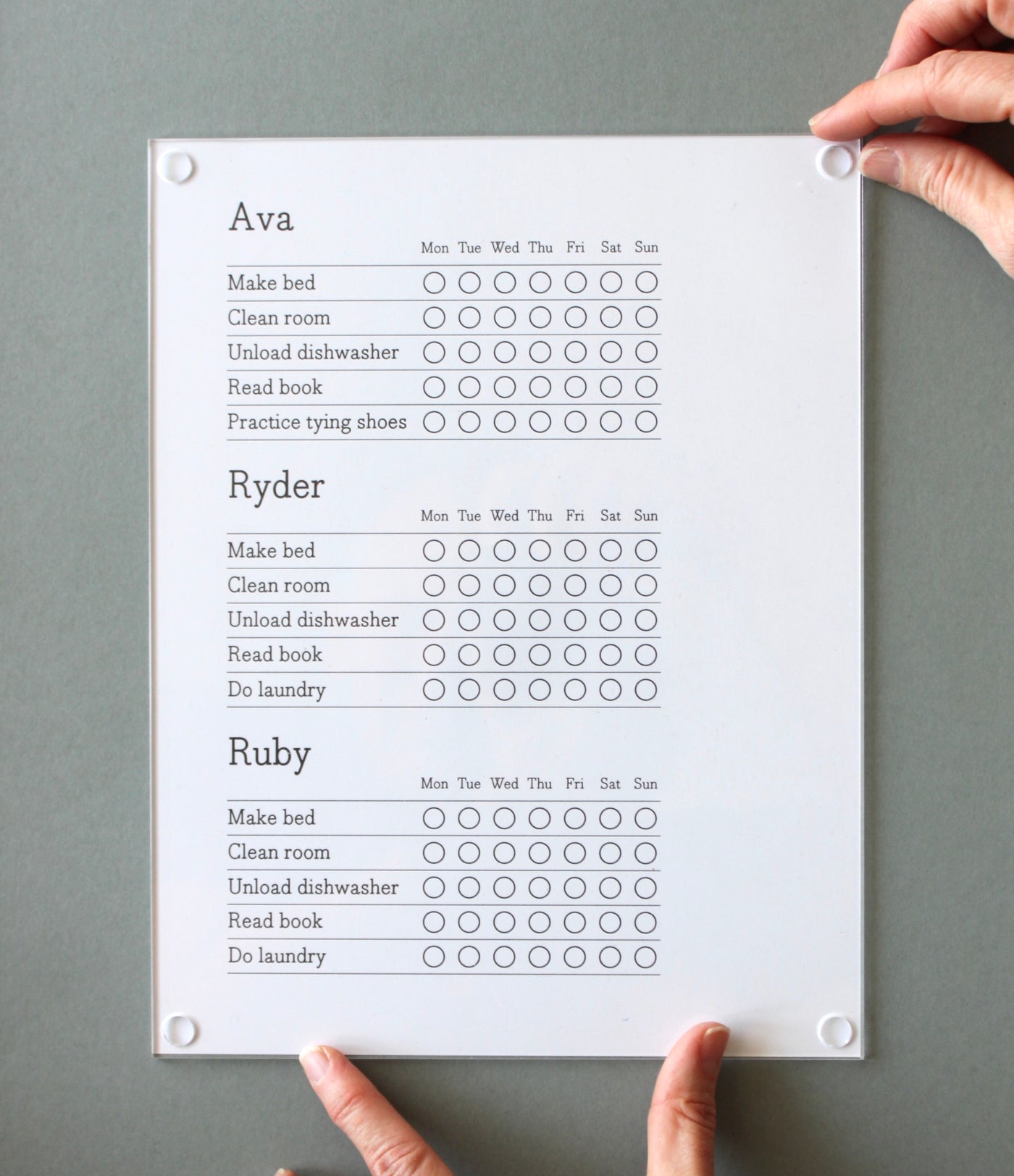 Magnetic Chore Chart cover - a magnetic dry erase clear cover for paper chore charts or other lists!