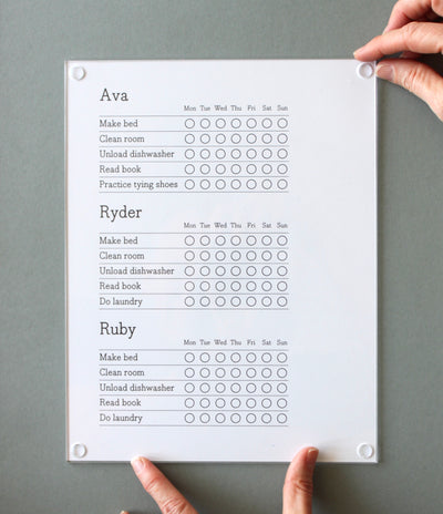 Magnetic Chore Chart cover - a magnetic dry erase clear cover for paper chore charts or other lists!