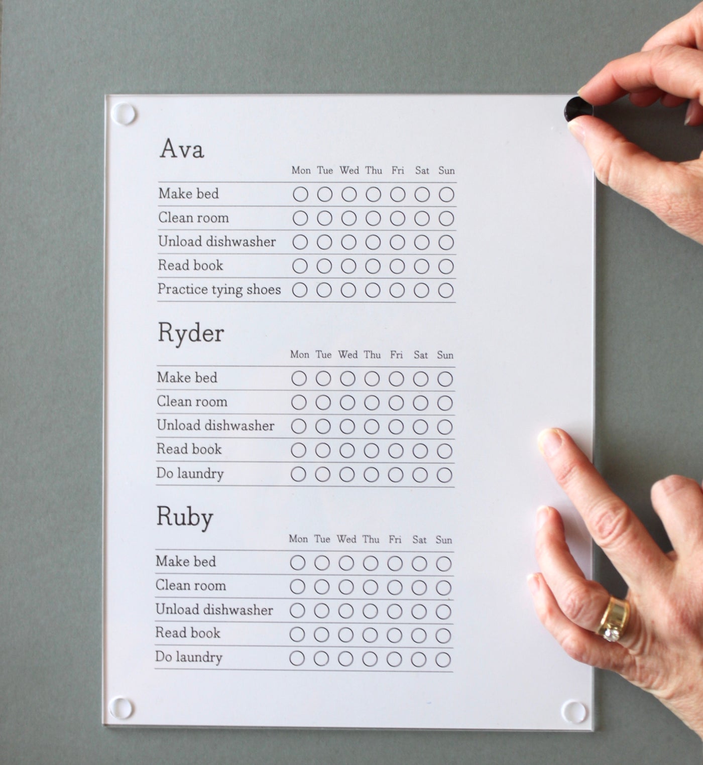 Magnetic Chore Chart cover - a magnetic dry erase clear cover for paper chore charts or other lists!