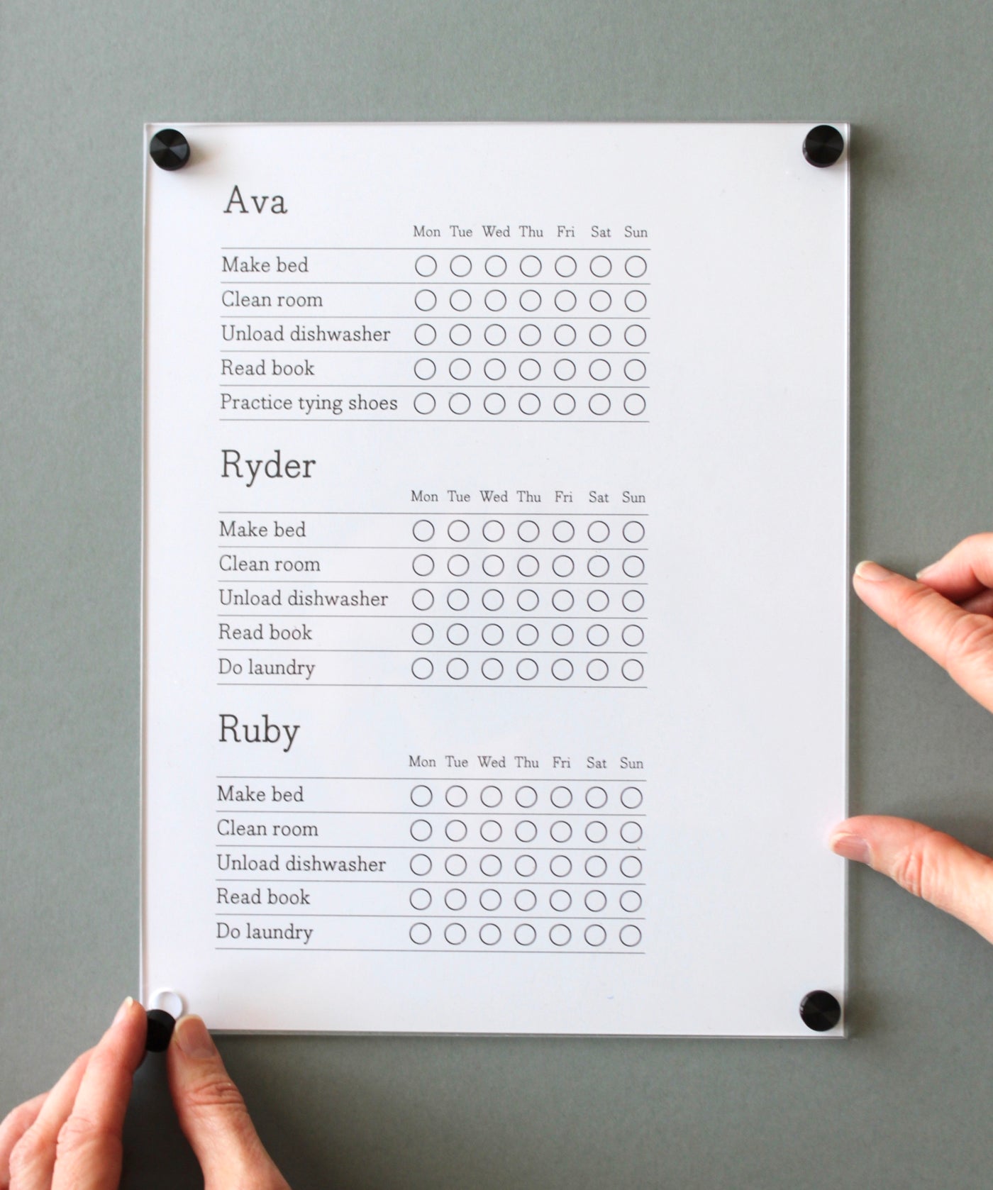 Magnetic Chore Chart cover - a magnetic dry erase clear cover for paper chore charts or other lists!