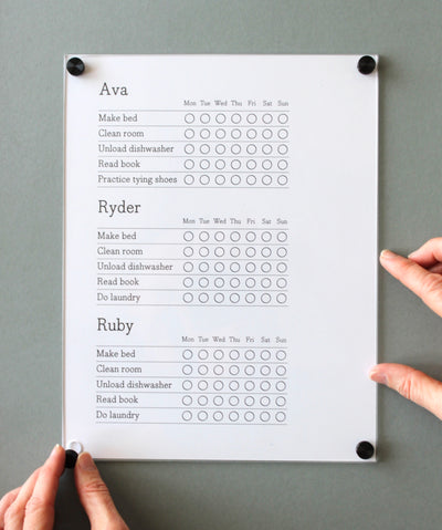 Magnetic Chore Chart cover - a magnetic dry erase clear cover for paper chore charts or other lists!