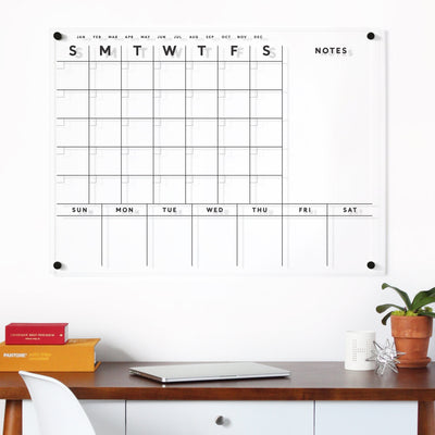 Acrylic Calendar with one month and one week - Dry Erase Calendar - Command Center