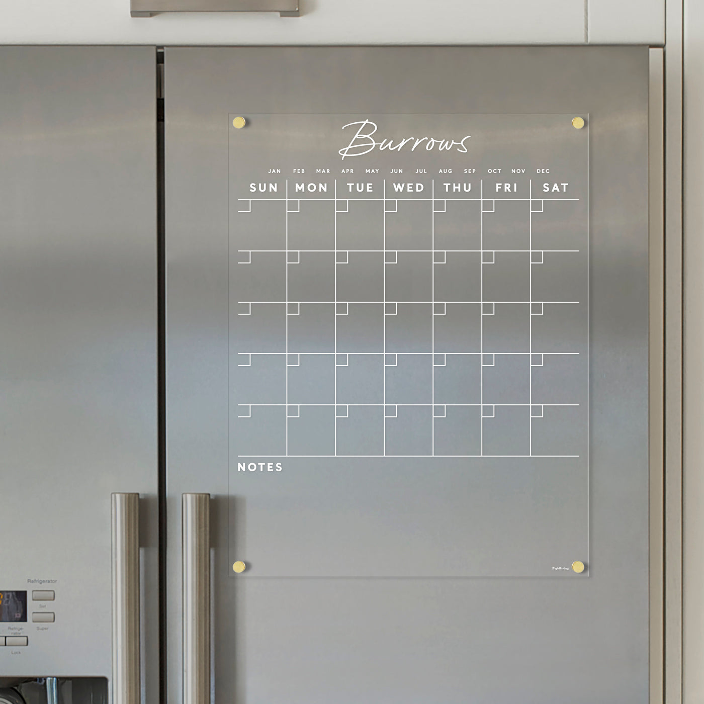 Acrylic Fridge Calendar with Custom Family Name