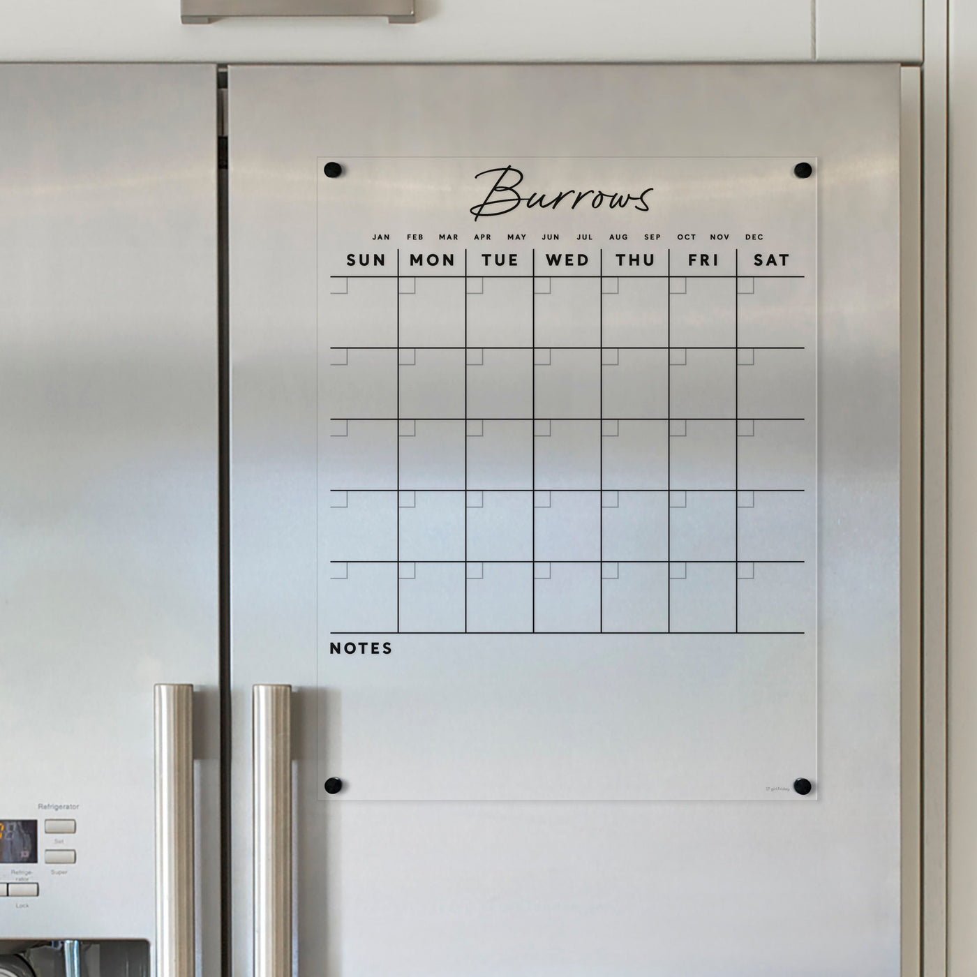 Acrylic Calendar for fridge | Custom Family Name