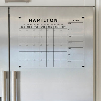Acrylic Fridge Calendar | Custom Family Name and Side Section Title