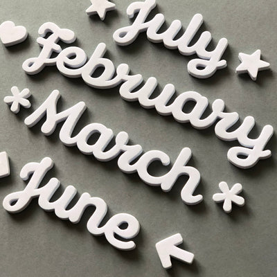White Acrylic Fridge Calendar with side notes | Month words